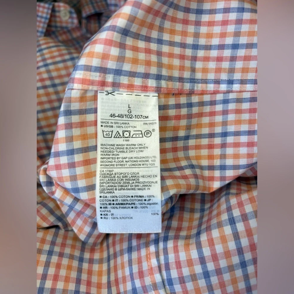 Banana Republic Men’s Orange/Blue/Red Plaid Shirt Size L